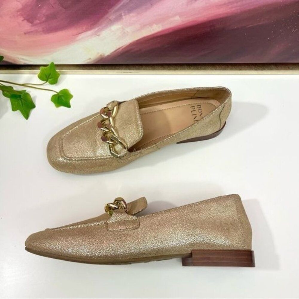Donald Pliner Bethany Leather Loafer, In Pale Gold Size 6.5 - Picture 6 of 12